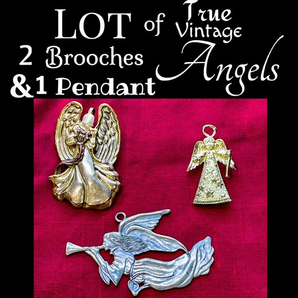 Vintage Jewelry - ▪️VTG▪️1980's 1990's Lot of 2 Brooch Pins & 1 Pendant Angel Jewelry Pieces